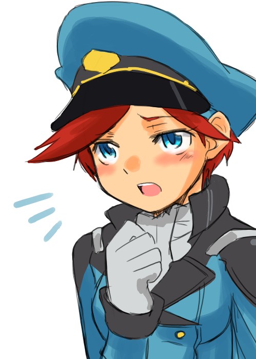 blue_eyes choutako gloves gundam gundam_age hat natora_einus red_hair uniform