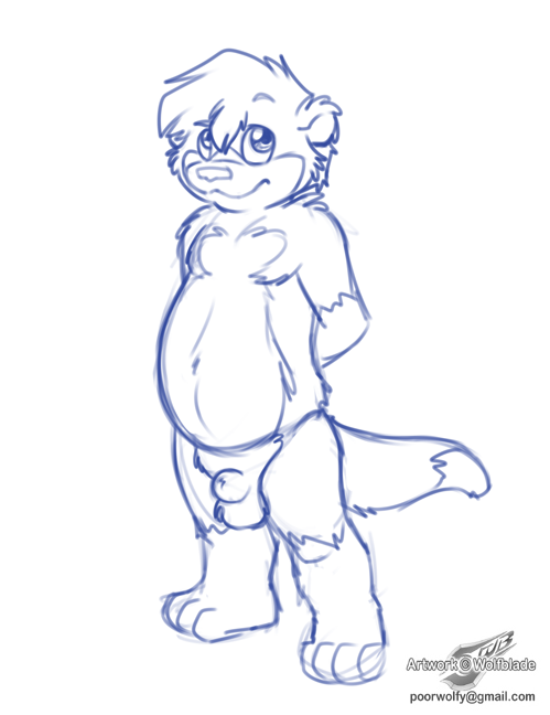 chubby cub cute male mammal mustelid otter roni sheath solo standing wolfblade young