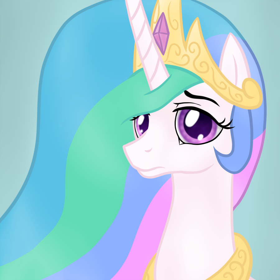 arrkhal crown equine female feral friendship_is_magic hair horn horse long_hair mammal multi-colored_hair my_little_pony princess princess_celestia_(mlp) purple_eyes rainbow_hair royalty solo unicorn