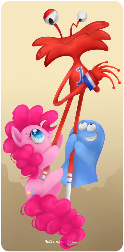 blue_eyes cutie_mark equine female feral foster's_home_for_imaginary_friends foster's_home_for_imaginary_friends friendship_is_magic group horse hug male mammal mn27 my_little_pony pinkie_pie_(mlp) pony wilt