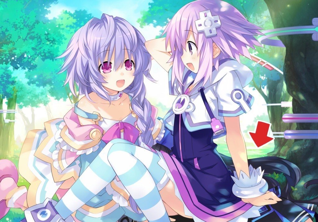 3girls choujigen_game_neptune compile_heart idea_factory kami_jigen_game_neptune_v multiple_girls neptune_(choujigen_game_neptune) neptune_(series) noire pururut sitting_on_person