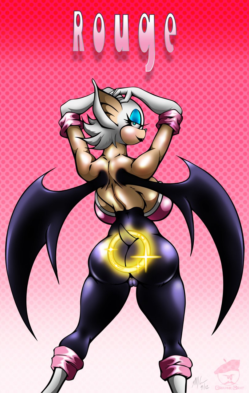 areola bat big_breasts boots breasts butt butt_shot canine elbow_gloves eyewear female gloves graphicbrat hanging_breasts happy happy_face lips looking_at_viewer looking_back mammal plain_background pose pussy rouge_the_bat sega solo sonic_(series) wide_hips