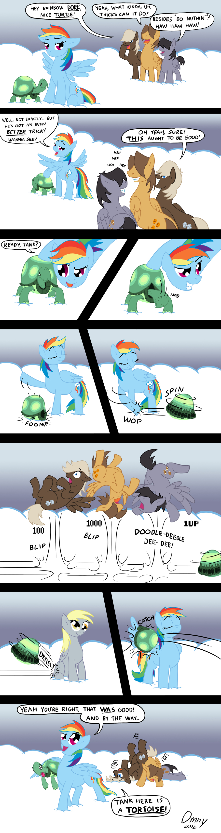 1up amber_eyes black_hair blonde_hair blue_eyes blue_fur brown_fur brown_hair cloud clouds comic cutie_mark derpy_hooves_(mlp) dialog dialogue english_text equine female feral friendship_is_magic fur grey_fur grey_hair hair hoops_(mlp) horse male mammal mario_bros multi-colored_hair my_little_pony nintendo omny87 open_mouth pegasus pony purple_eyes rainbow_dash_(mlp) rainbow_hair sky smile tank_(mlp) text tortoise video_games wings