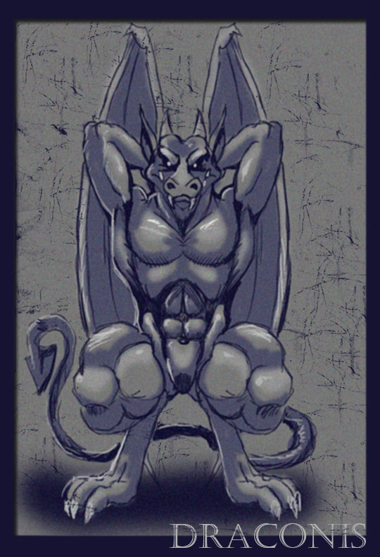 arsdraconis crouching cuntboy intersex muscles pose pussy solo wings