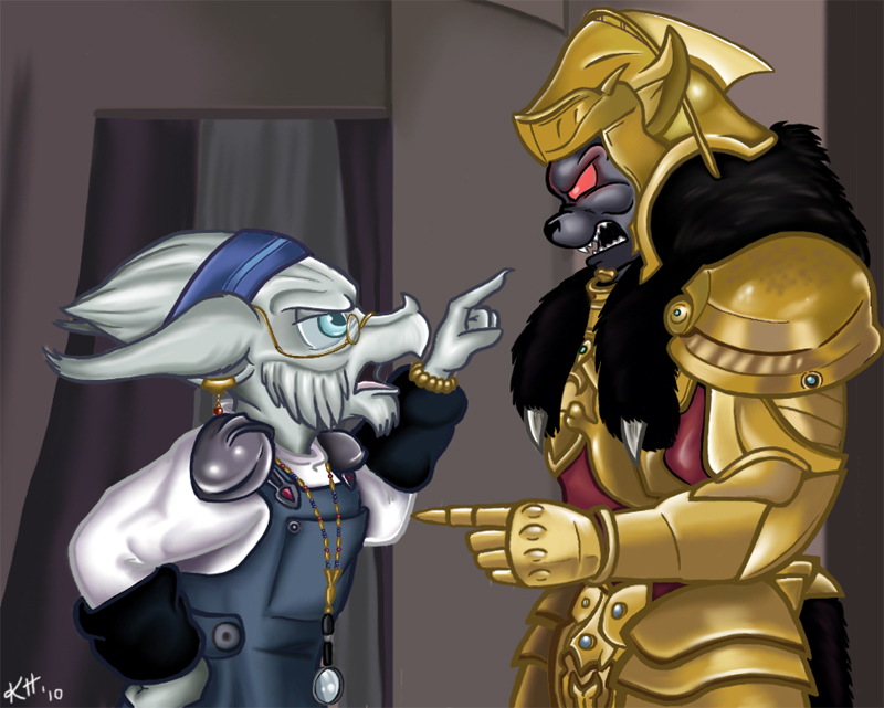 alien angry anthro argument armor clothing dark_body dark_skin duo eyewear finster fur glasses goldar hasbro headgear helmet kanatta male mighty_morphin_power_rangers monster overalls power_rangers super_sentai white_body white_fur