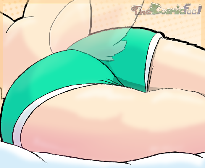 2022 afrothicc720 aggretsuko anthro big_butt butt canid canine clothing digital_drawing_(artwork) digital_media_(artwork) female fenneko fox lying mammal on_front panties rear_view sanrio signature solo transparent_tail underwear