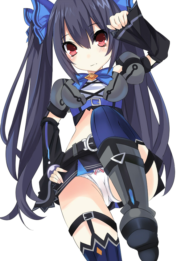 bad_id bad_pixiv_id black_hair hair_ornament kami_jigen_game_neptune_v long_hair mikan_no_shiru neptune_(series) noire panties red_eyes ribbon solo thighhighs twintails underwear