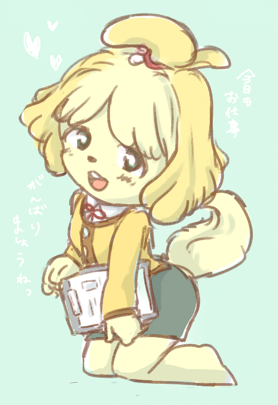 anthro artist_request canine dog doubutsu_no_mori female isabelle_(animal_crossing) mammal nintendo shizue_(animal_crossing) shizue_(doubutsu_no_mori) solo translation_request unknown_artist video_games