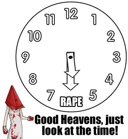 clock funny good_heavens_look_at_the_time lol pyramid_head rape rapeface silent_hill