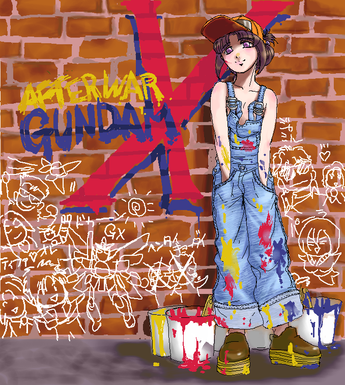 after_war_gundam_x artist_request gundam hat overalls paint solo suspenders tiffa_adill