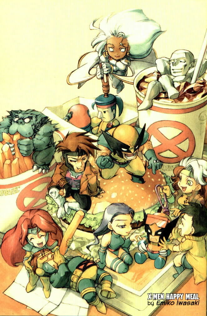 6+boys :d ^_^ afloat angry arms_behind_head beast_(x-men) black_hair blue_hair blue_skin bodysuit boots brown_hair cape chibi claws clenched_hand closed_eyes cyclops_(x-men) dark_skin doll drink drinking_straw eating elbow_gloves empty_eyes everyone eyewear_on_head feeding fingerless_gloves flying food force_feeding french_fries gambit gloves hamburger headband iceman_(x-men) iwasaki_emiko jean_grey jubilee kneeling lap_pillow laughing leotard lipstick long_hair lying magneto makeup marvel mask multicolored_hair multiple_boys multiple_girls muscle on_back open_mouth plump pointing psylocke purple_hair red_hair rogue_(x-men) short_hair sitting smile storm_(x-men) submerged sunglasses thighhighs trench_coat two-tone_hair white_hair white_skin wolverine x-men