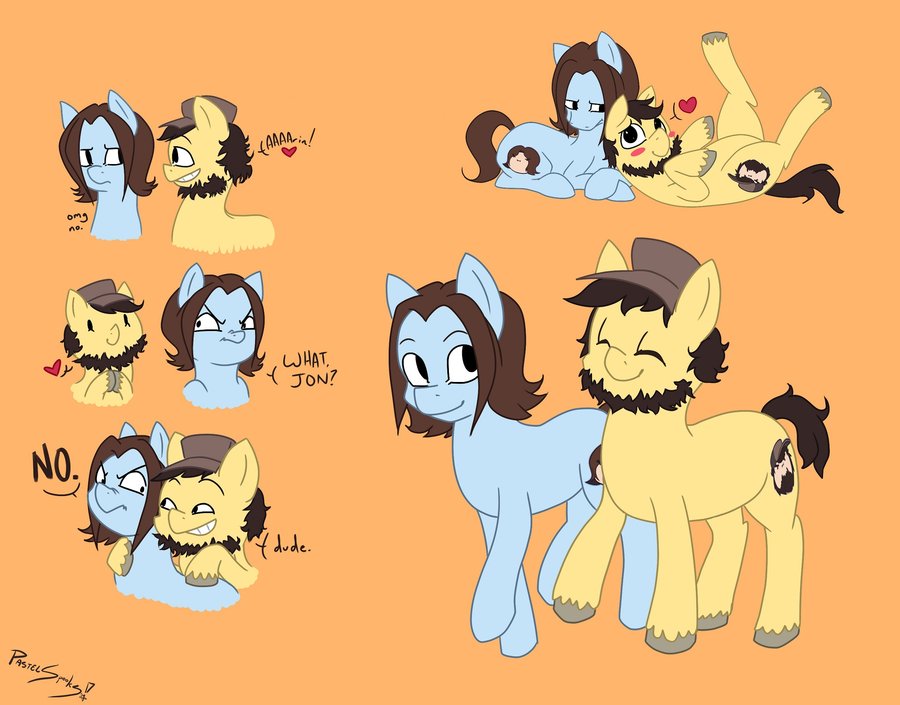 &lt;3 arin_hanson beard cute cutie_mark dialogue english_text equine facial_hair game_grumps hair hat horse human jon_jafari male my_little_pony parody pony tagme text