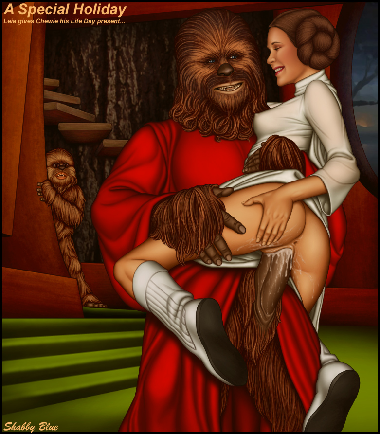 carrie_fisher chewbacca princess_leia_organa shabby_blue star_wars star_wars_holiday_special