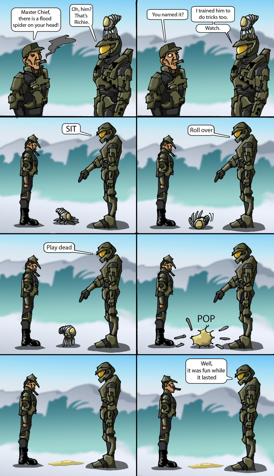 english_text flood flood-spider halo_(series) humor male master_chief text the_flood video_games warrioronlydude