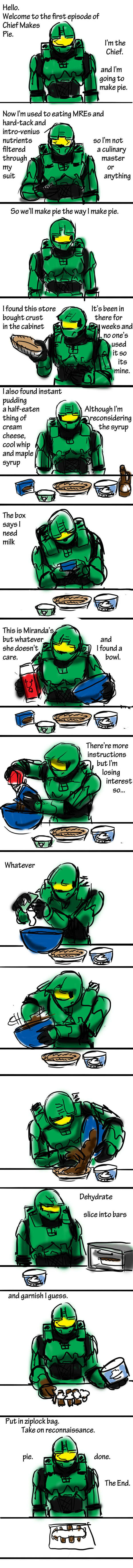 comic english_text halo_(series) male master_chief pie plain_background text unknown_artist video_games white_background