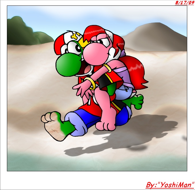 dinosaur female male mario_bros nintendo open_mouth reptile scalie video_games yoshi yoshiman1118