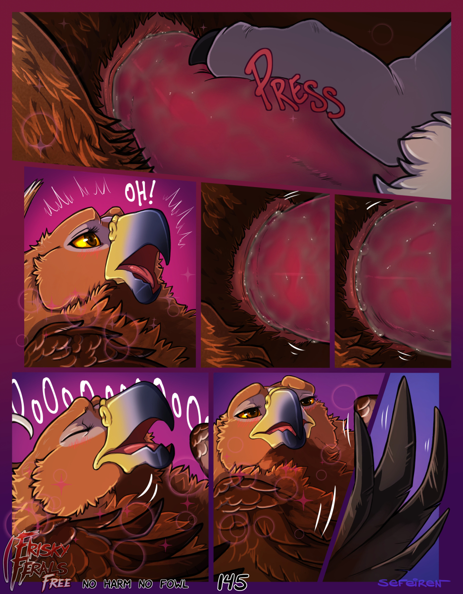 abstract_background addison_(frisky_ferals) animal_genitalia anthro anthro_on_feral avian beak bestiality bird blush brown_eyes brown_feathers canine claws cloaca cloacal_penetration cloacal_sex comic conditional_dnp couple_(disambiguation) devon_(frisky_ferals) digital_media_(artwork) duo eagle english_text erection eyes_closed feathers female feral frisky_ferals fur golden_eagle grey_fur male male/female male_on_feral mammal no_harm_no_fowl open_mouth orange_eyes orange_sclera penetration penis precum pussy_juice sefeiren sex size_difference text tongue wings wolf