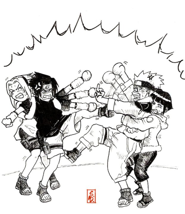 fighting haruno_sakura hold holding hyuuga_hinata naruto uchiha_sasuke uzumaki_naruto