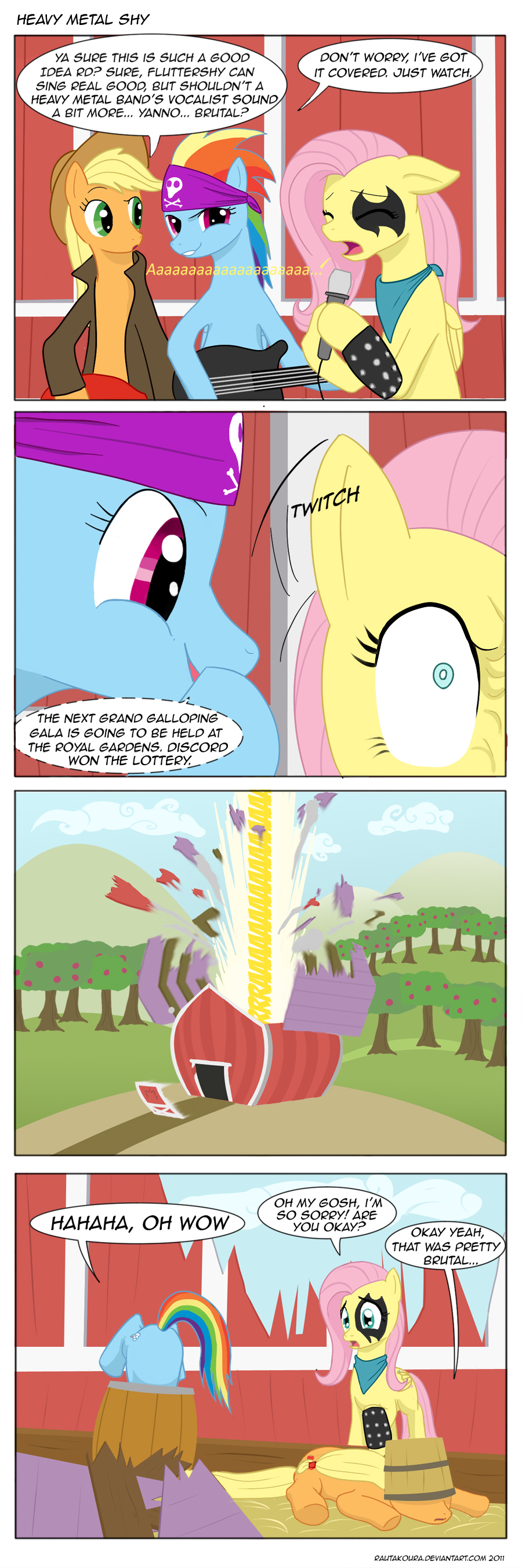 band brutal equine female feral fluttershy_(mlp) friendship_is_magic guitar heavy_metal horse kvlt mammal microphone my_little_pony pegasus pony rainbow_dash_(mlp) rautakoura wings