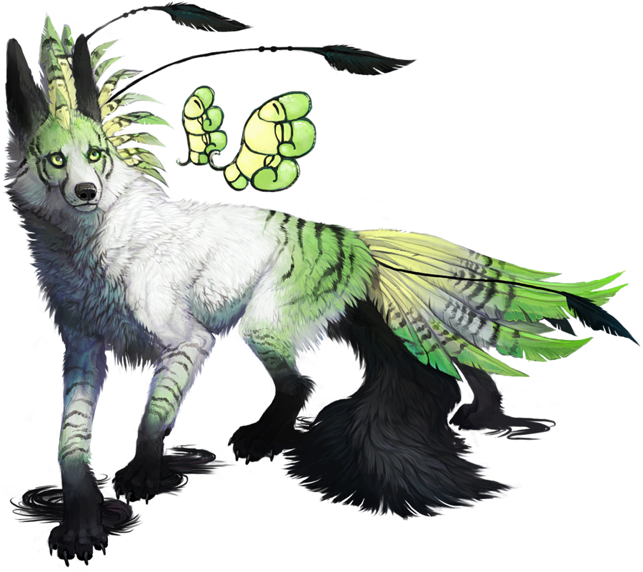 alpha_channel ambiguous_gender feathers feral fur green_fur solo tatchit white_fur