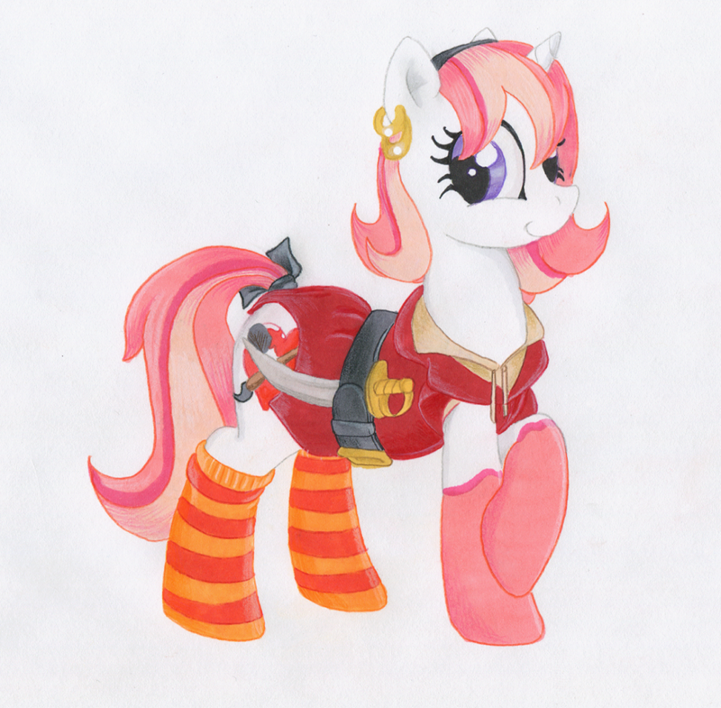 bow ear_piercing equine female horn mammal my_little_pony piercing pirate sabre socks solo twilightflopple unicorn