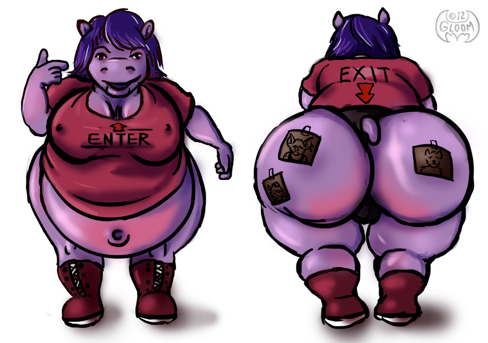 absorption_vore anal_vore anthro anus bat big_butt boots butt clothing digested digestion english_text enter f&aelig;ces female gloom gloomthebat haunt hippo insult mammal plain_background scat sex solo taunt text vorarephilia vore white_background