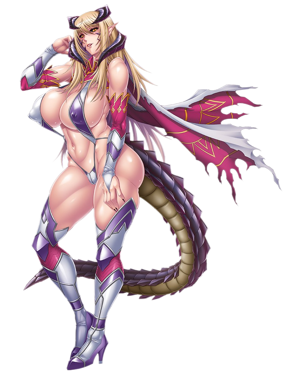 1girl asagiri_(pixiv_#10372) bare_shoulders bikini black_sclera blonde_hair breasts cleavage colored_sclera covered_nipples demon_girl demon_horns elbow_gloves facial_mark full_body gloves highres horns impossible_clothes karma_zot_xibalba large_breasts long_hair looking_at_viewer micro_bikini navel pointy_ears sideboob simple_background skin_tight slit_pupils solo swimsuit tail taimanin_(series) taimanin_asagi_kessen_arena thighhighs yellow_eyes