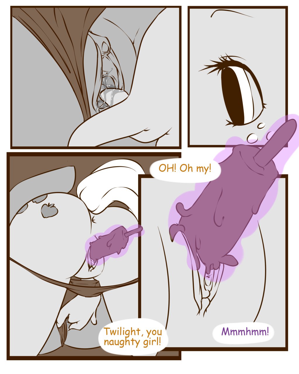 anthro anthrofied anus applejack_(mlp) clitoris close-up comic dialog duo english_text equine female fingering freckles friendship_is_magic horse ice_pop improvised_dildo insertion lesbian mammal monochrome my_little_pony penetration pony pussy pussy_juice text tiki_san twilight_sparkle_(mlp) vaginal vaginal_insertion vaginal_penetration