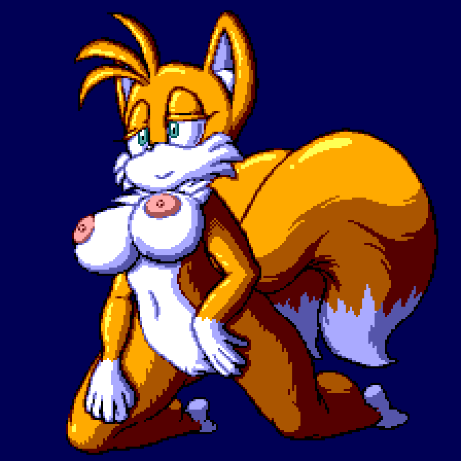 2016 2022 anthro argento big_breasts breasts butt canid canine crossgender digital_media_(artwork) female flygon_(artist) fur genitals hair half-closed_eyes mammal miles_prower mtf_crossgender narrowed_eyes nipples nude open_mouth pixel_(artwork) pose pussy sega solo sonic_the_hedgehog_(series)