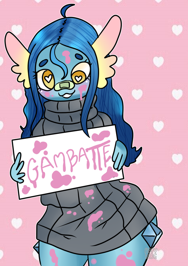 &lt;3 &lt;3_eyes amaura anthro anykoe cheers clothing derp_eyes female fossil_pokemon generation_6_pokemon invalid_tag nintendo paint pokemon pokemon_(species) romaji_text sign smile solo text translated