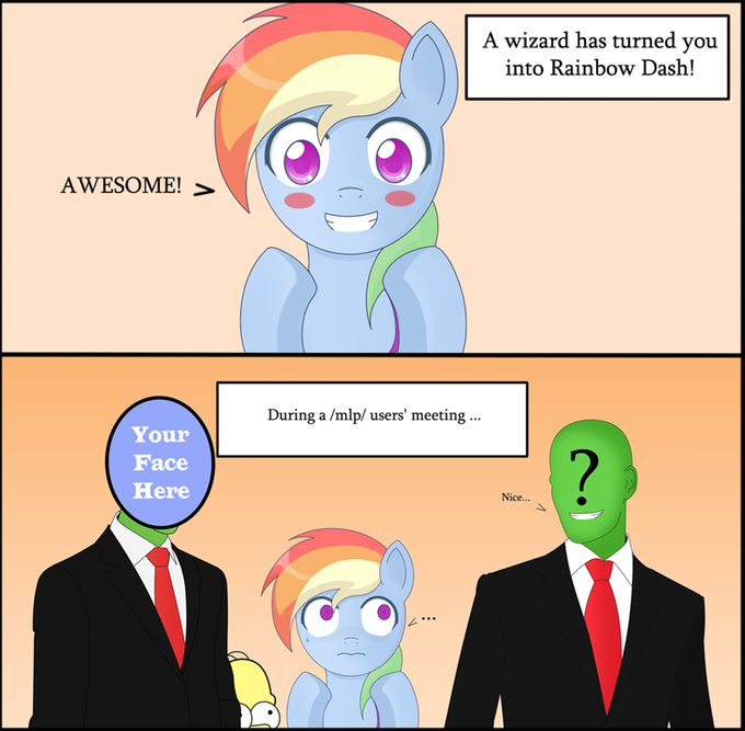 /mlp/ 2kaze ? anonymous black_eyes blush comic english_text equine female feral friendship_is_magic hair homer_simpson horse imminent_rape male mammal multi-colored_hair my_little_pony necktie pony purple_eyes rainbow_dash_(mlp) rainbow_hair simple_background smile suit text the_simpsons yellow_skin