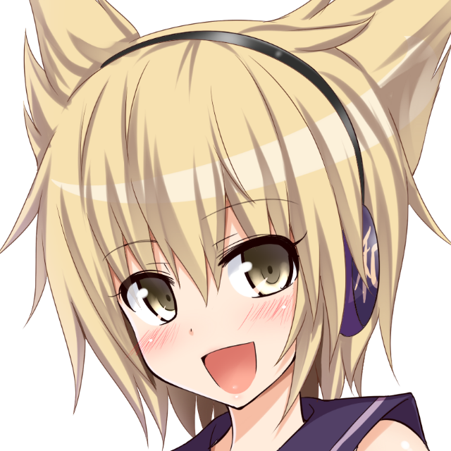 1girl :d blush brown_eyes brown_hair commentary_request earmuffs gin'you_haru looking_at_viewer open_mouth pointy_hair portrait profile_picture simple_background smile solo touhou toyosatomimi_no_miko upper_body white_background