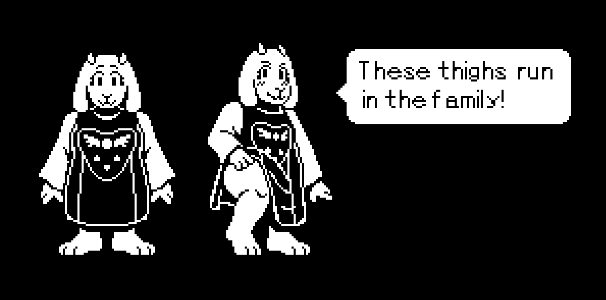 anthro blush boss_monster_(undertale) bovid caprine clothed clothing clothing_lift female goat mammal solo solo_focus speech_bubble thick_thighs toriel undertale_(series)