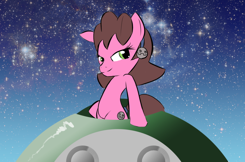 brown_hair cutie_mark equine female fmale hair heavyperscription horse looking_at_viewer mammal megaman_legends my_little_pony outside ponification pony solo tron_bonne