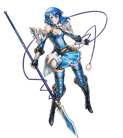 armor armored_dress blue_hair fire_emblem fire_emblem:_kakusei fire_emblem:_monshou_no_nazo full_body hino_shinnosuke katua official_art short_hair solo sword thighhighs weapon