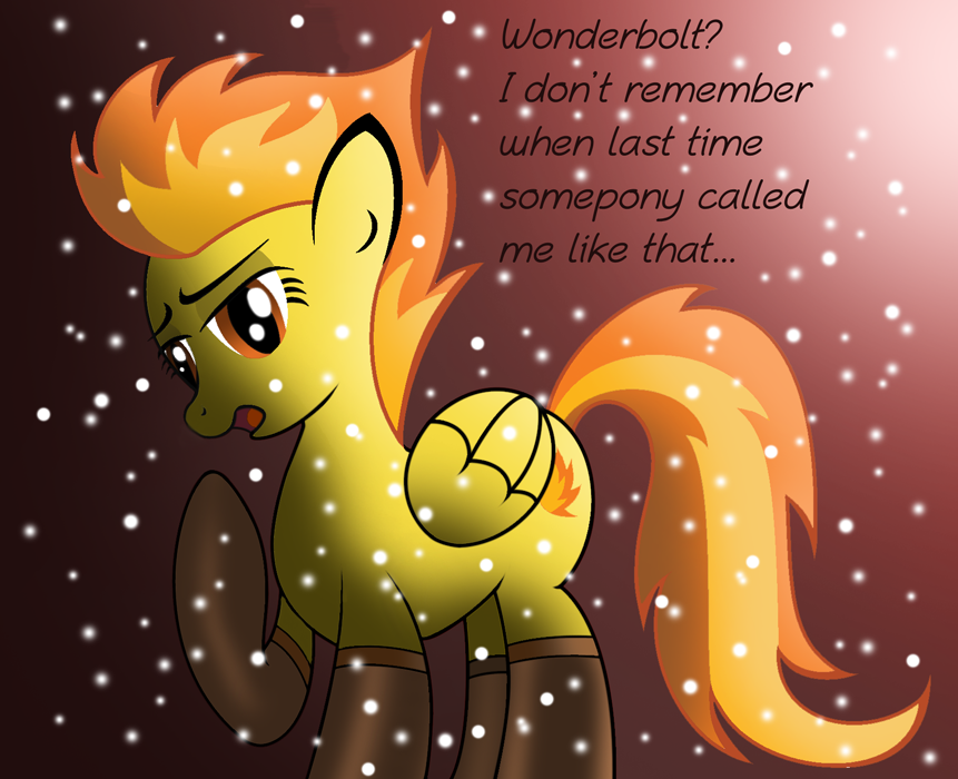 cutie_mark equine female feral friendship_is_magic hair horse legwear mammal my_little_pony navel open_mouth orange_hair pegasus pony snow snowing solo spitfire_(mlp) stockings wings wonderbolts_(mlp) ziemniax