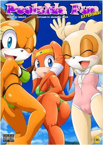 anthro bbmbbf blue_eyes breasts butt camel_toe cream_the_rabbit cub echidna eyes_closed female group lagomorph low-angle_shot low_res mammal marine_the_raccoon one_eye_closed palcomix rabbit raccoon sega sonic_(series) tikal_the_echidna wink worm's-eye_view young