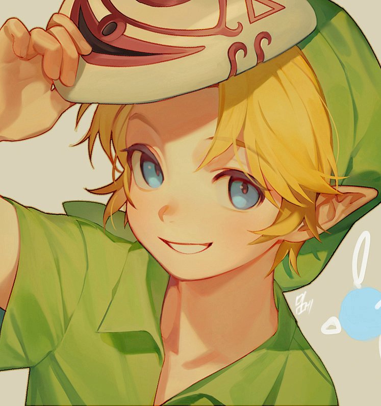 blonde_hair blue_eyes clothing elf fairy hair hat headgear headwear humanoid humanoid_pointy_ears hylian light_body light_skin looking_at_viewer majora's_mask male mask mmimmzel navi nintendo not_furry ocarina_of_time smile the_legend_of_zelda young_link