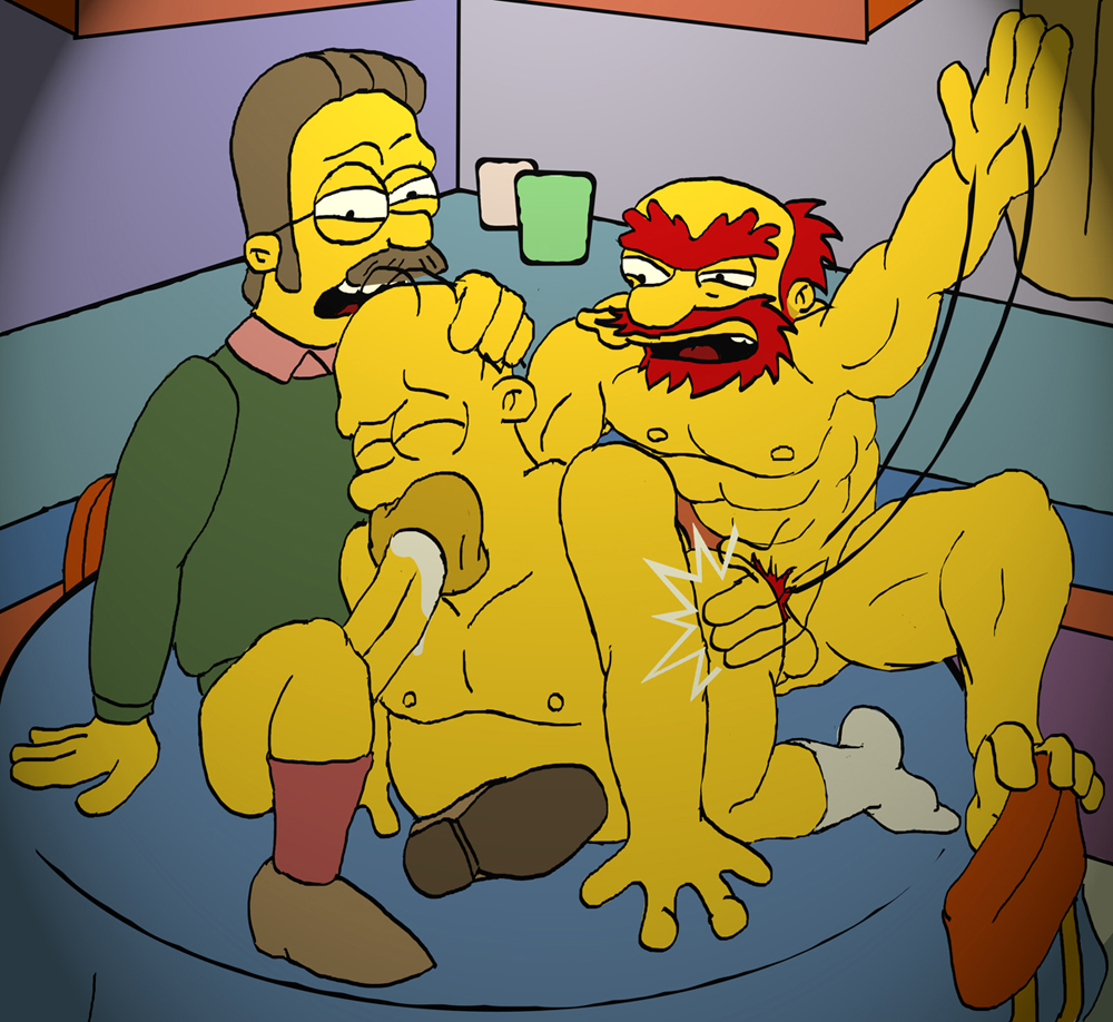 groundskeeper_willie homer_simpson ned_flanders tagme the_simpsons