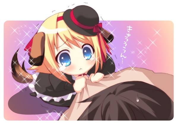 1girl alice_parade animal_ears blonde_hair blue_eyes chibi itou_noiji makino_arisu odoodo_funny solo_focus