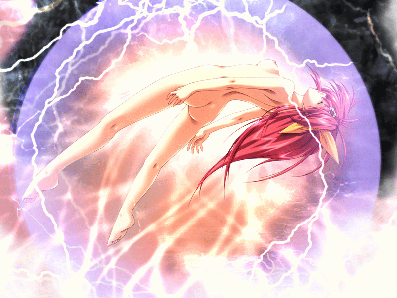 1girl animated animated_gif ass breasts butt_crack circlet electricity eyes_closed floating gif hair_ribbon headgear ikazuchi_no_senshi_raidy ikazuchi_no_senshi_raidy_ii kazuma_muramasa long_hair nipple nipples nude open_mouth raidy red_hair ribbon solo zyx