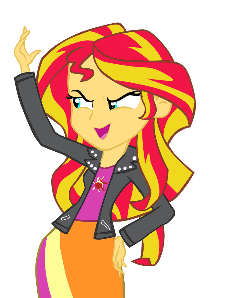 clothed clothing cyan_eyes equestria_girls equine female friendship_is_magic hair horn human leather_jacket mammal my_little_pony plain_background solo standing sunset_shimmer_(eg) sunset_shimmer_(mlp) transparent_background two_tone_hair