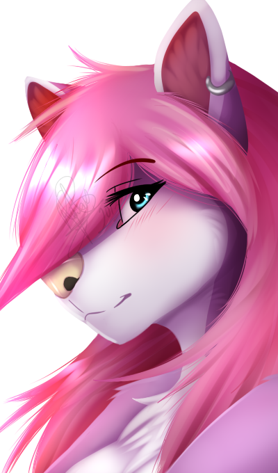 2013 :3 blue_eyes blush ear_piercing fur girly hair perky_ears piercing pink_fur pink_hair plain_background purple_fur roxy white_background wolflady