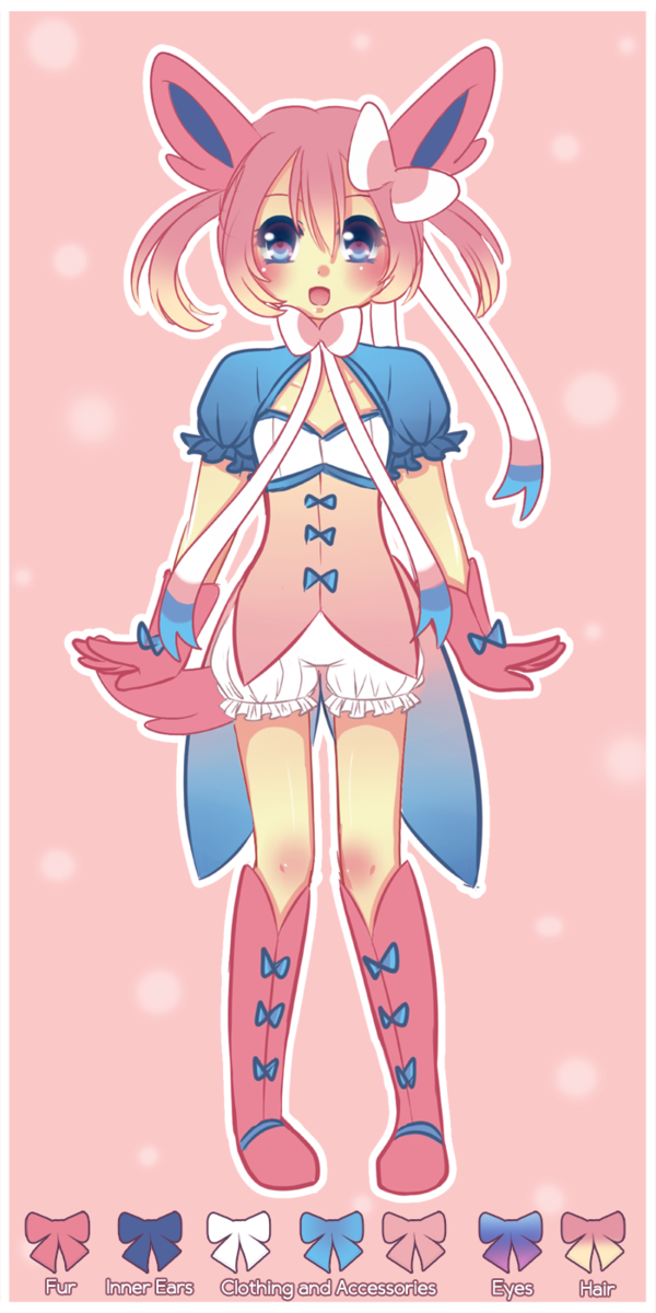 blue_eyes highres lolita lolita_fashion personification pink_hair pokemon pokemon_(game) pokemon_xy sylveon