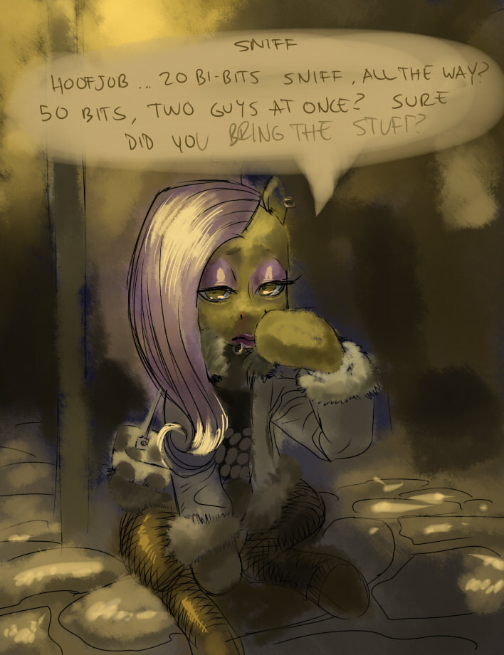 clothing equine eyes female feral fishnet fluttershy_(mlp) friendship_is_magic fur hair horse long_hair mammal my_little_pony ottanta pink_hair pony solo yellow_fur