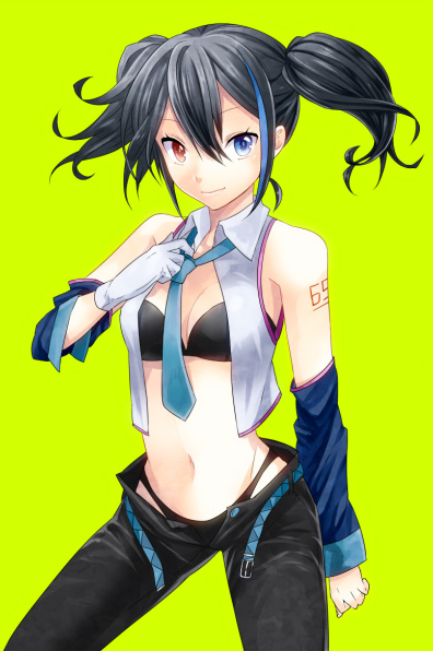 belt black_hair blue_eyes heterochromia navel panties red_eyes ruko underwear utau vocaloid yokune_ruko