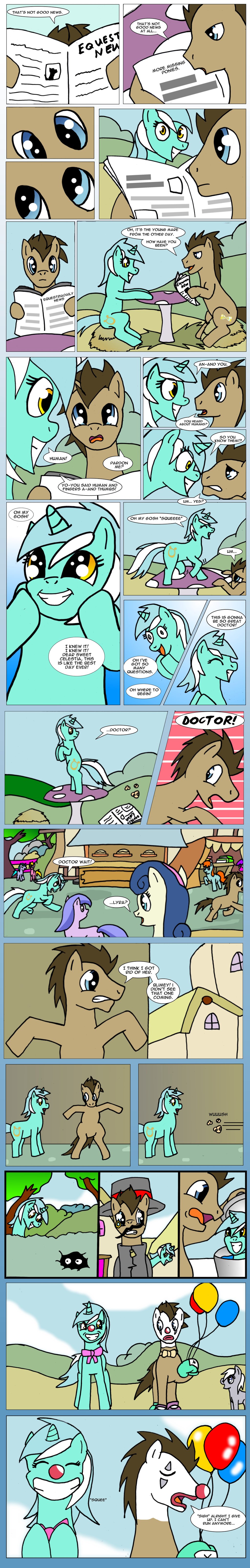 balloons bigger_version_at_the_source blue_eyes bonbon_(mlp) brown_fur brown_hair comic dialog doctor_whooves_(mlp) edowaado english_text equine female feral friendship_is_magic fur green_fur group hair horn horse lyra_(mlp) lyra_heartstrings_(mlp) male mammal my_little_pony outside pony smile standing text two_tone_hair unicorn white_fur yellow_eyes