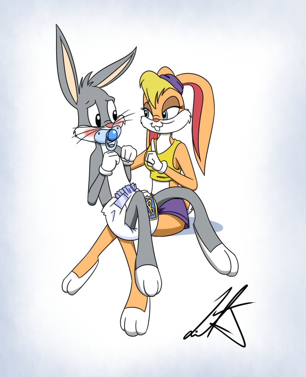 blush bugs_bunny diaper duo female infantilism lagomorph liljdude lola_bunny looney_tunes male mammal pacifier rabbit space_jam warner_brothers