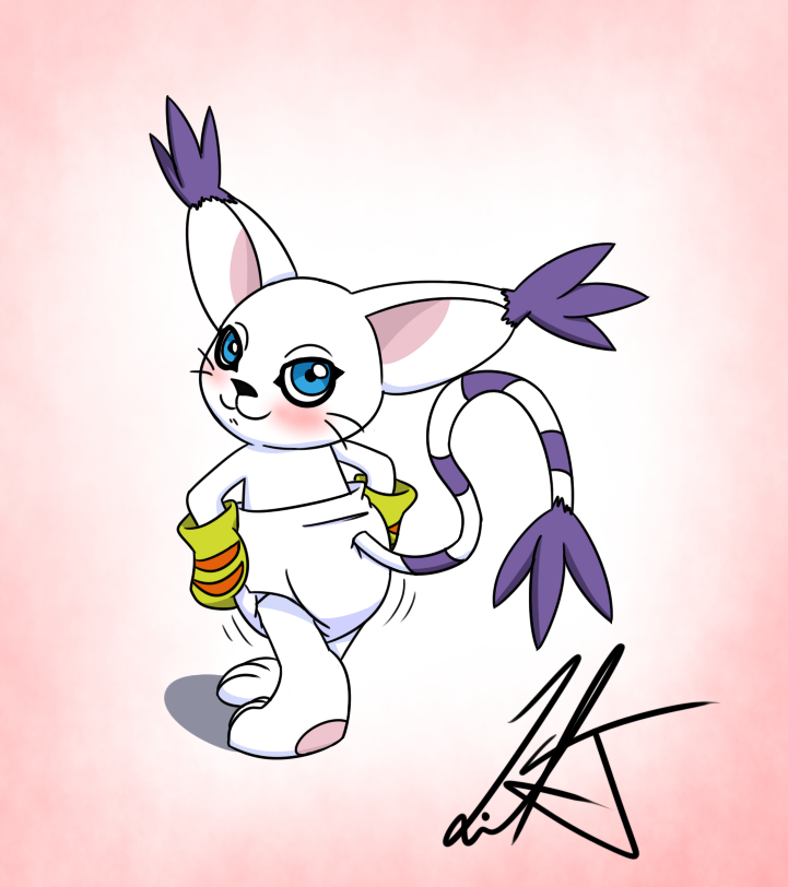 blush cub cute diaper digimon feline female gatomon liljdude mammal young