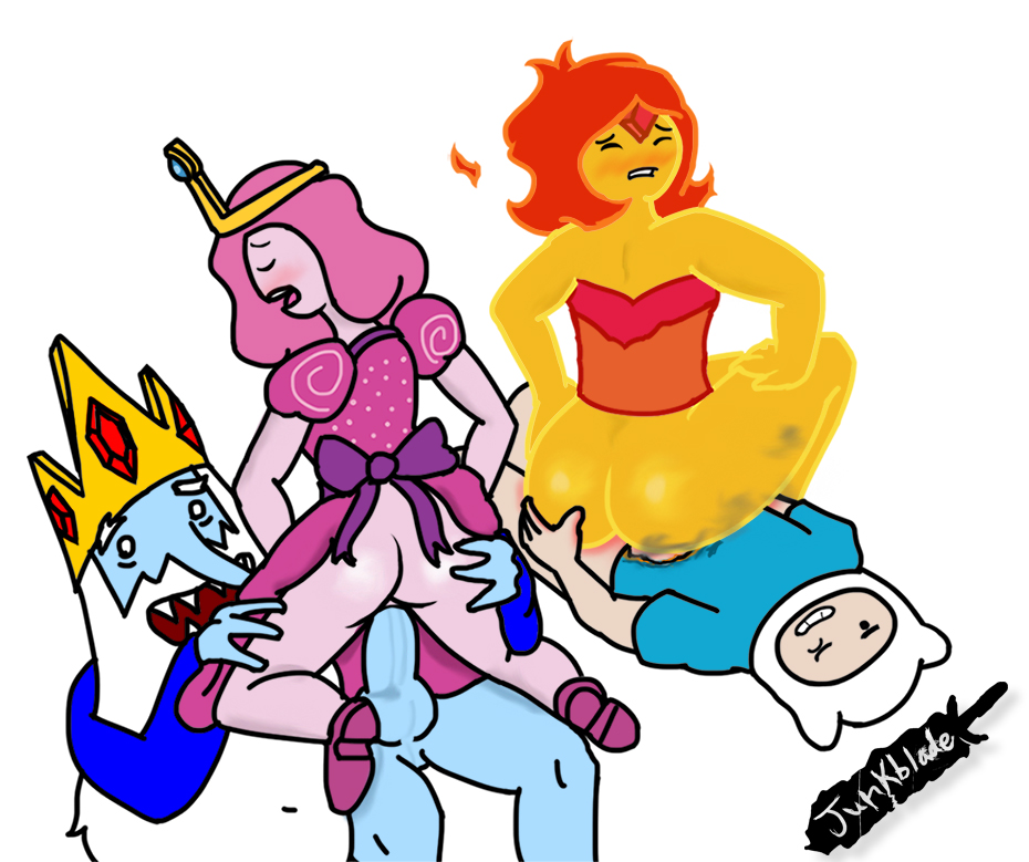adventure_time finn_the_human flame_princess ice_king junkblade princess_bubblegum